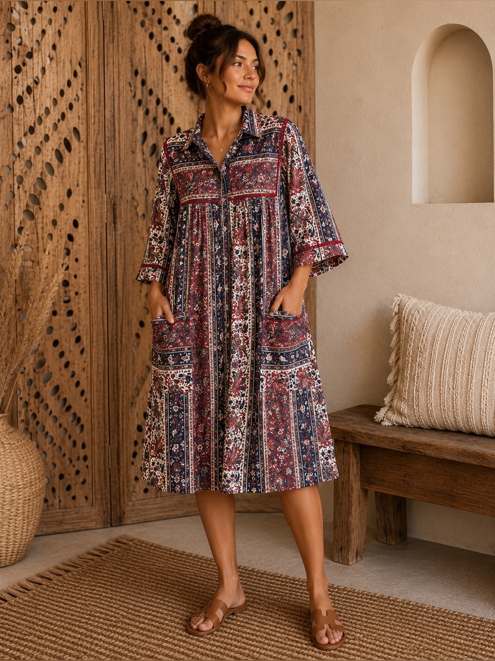 Models Coat Vintage Paisley House Dress